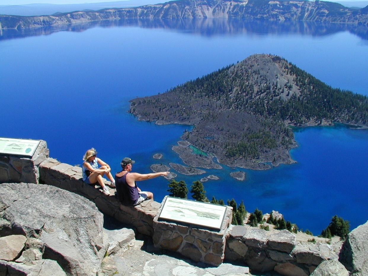 A view of Crater Lake as seen from The Watchman viewpoint.