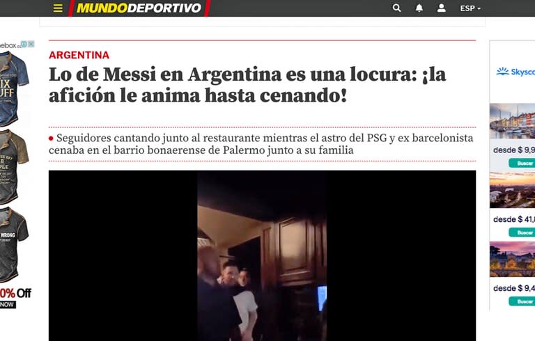 Así reflejaron los medio del mundo la salida de Messi a un restaurante de Palermo