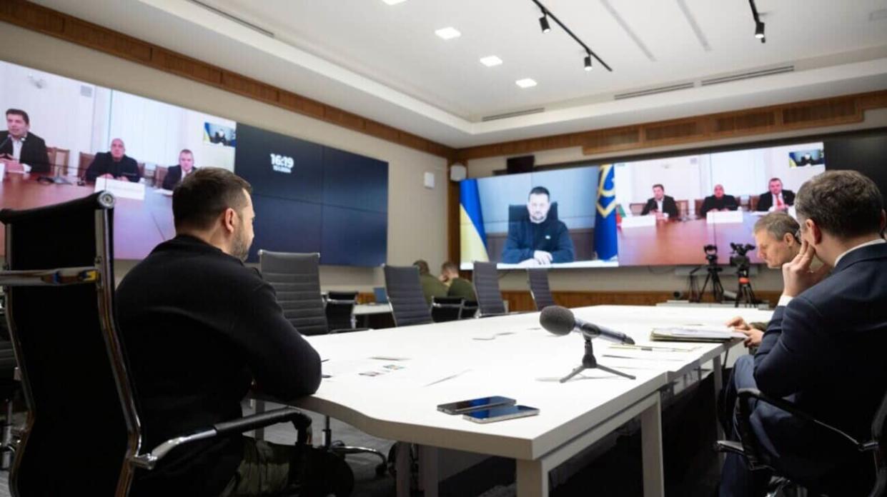 Zelenskyy during his conference call with the leaders of the Bulgarian coalition. Photo: Ukrainian President's Office