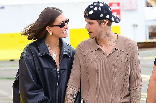 <p>Raymond Hall/GC Images</p> Hailey Bieber and Justin Bieber are seen on August 29, 2023 in New York City