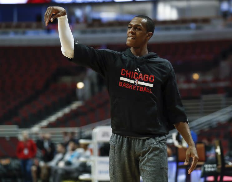 Rajon Rondo makes a rare on-court appearance. (AP)