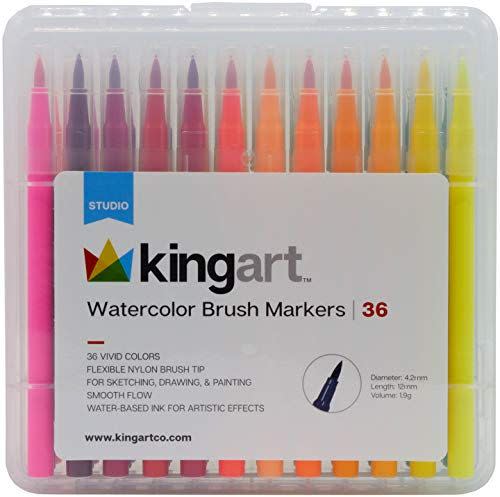 <p><strong>KINGART</strong></p><p>amazon.com</p><p><strong>$14.95</strong></p><p><a href="https://www.amazon.com/dp/B07FCWJNMR?tag=syn-yahoo-20&ascsubtag=%5Bartid%7C10055.g.33496895%5Bsrc%7Cyahoo-us" rel="nofollow noopener" target="_blank" data-ylk="slk:SHOP NOW;elm:context_link;itc:0;sec:content-canvas" class="link ">SHOP NOW</a></p><p>Watercolor brush markers make coloring (and doodling) an all-around more relaxing endeavor. We love how this set comes with so many colors and a case to keep things organized. </p>