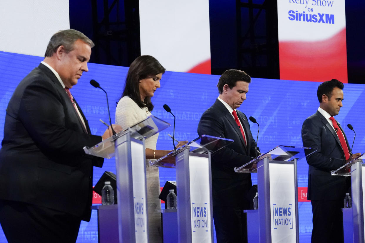 Chris Christie, Nikki Haley, Ron DeSantis, and Vivek Ramaswamy 