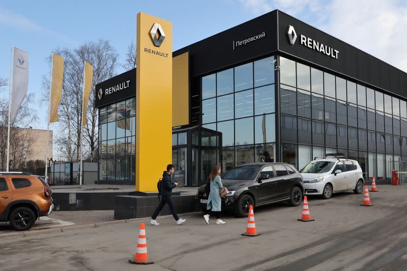 FILE PHOTO: A view shows a Renault car showroom in Saint Petersburg