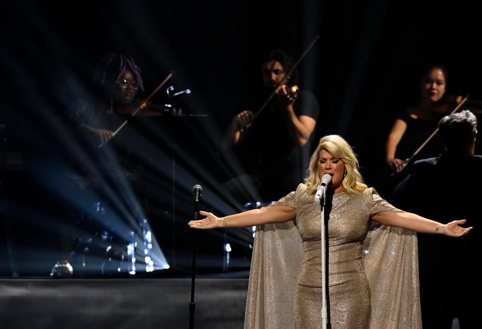 Natalie Grant performs My Weapon during the 52nd GMA Dove Awards on Tuesday, October 19, 2021, in Nashville, Tenn.