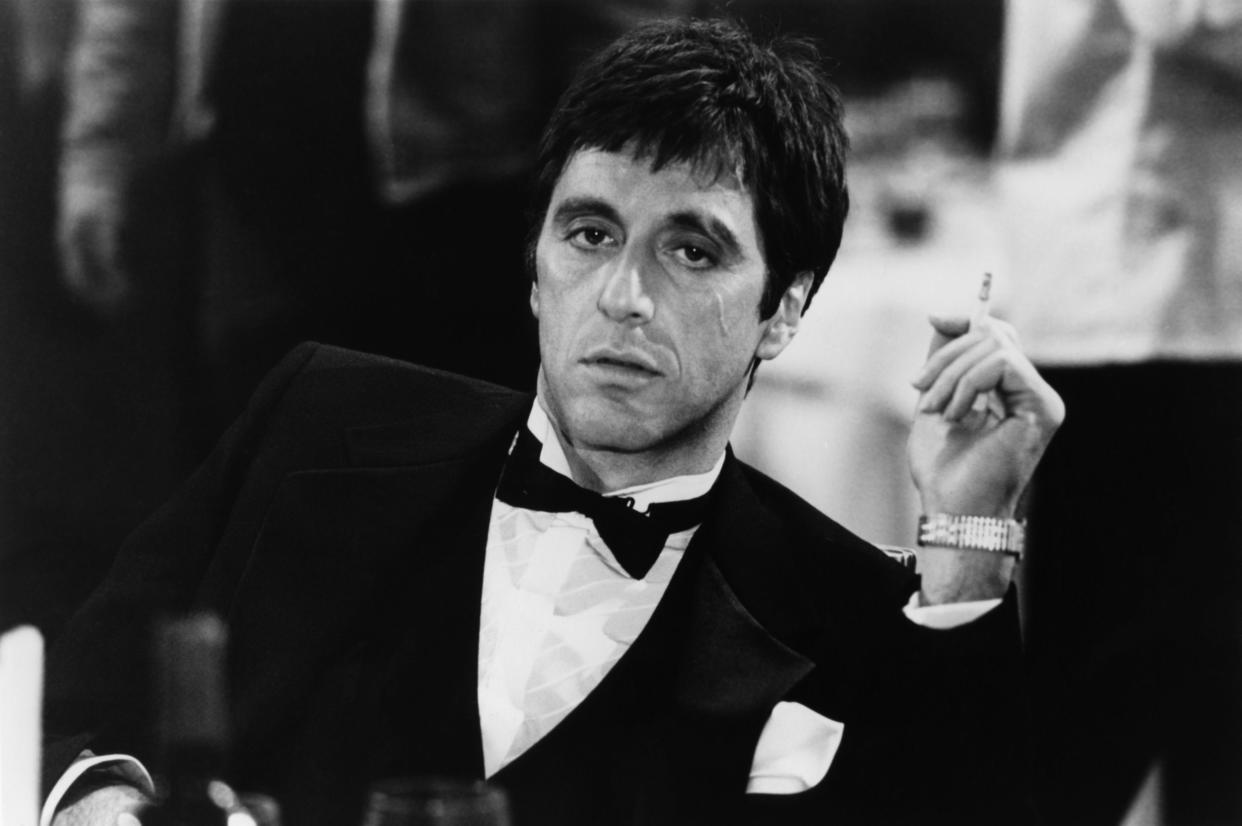American actor Al Pacino on the set of Scarface, directed by Brian De Palma. (Photo by Universal Pictures/Sunset Boulevard/Corbis via Getty Images)