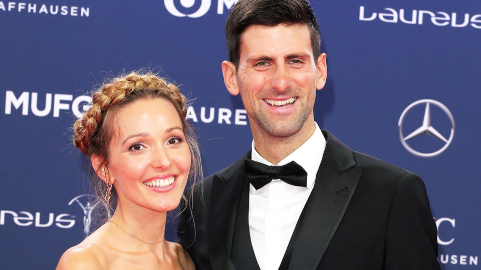 Novak Djokovic and wife Jelena, pictured here at the Laureus Sport Awards in 2019.