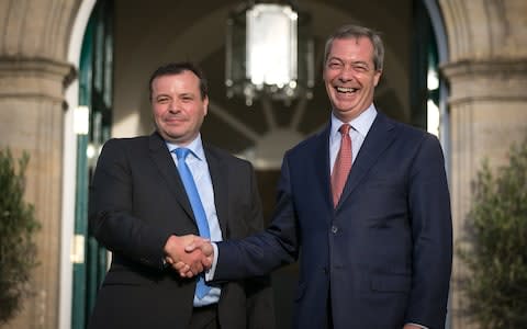 Arron Banks with Nigel Farage when he was Ukip leader - Credit:  Matt Cardy/ Matt Cardy