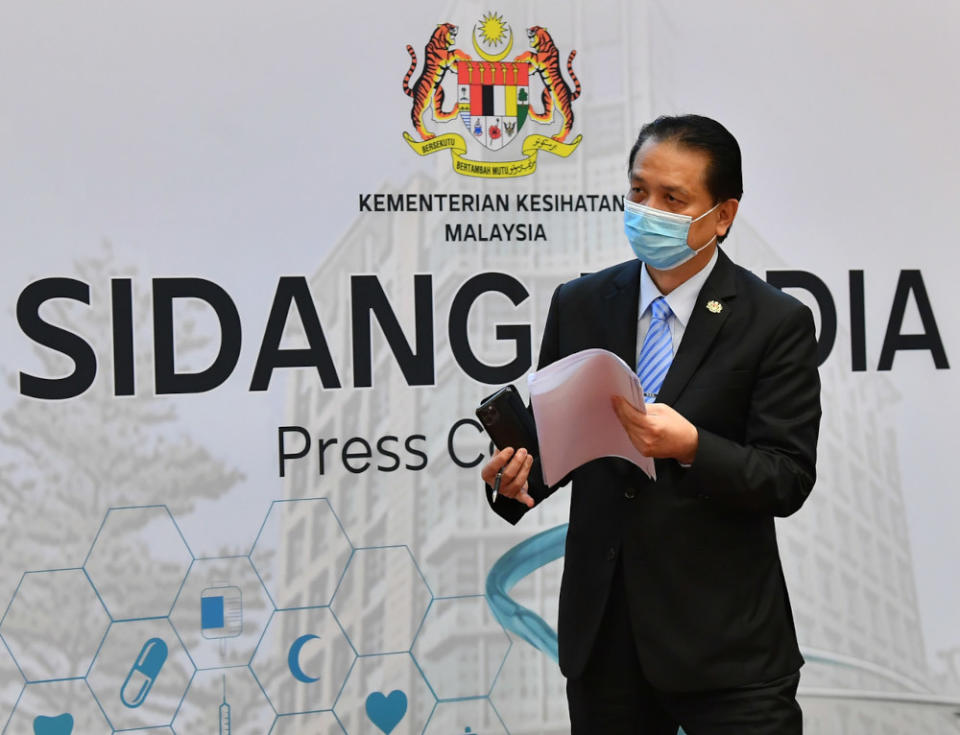 Health director-general Tan Sri Dr Noor Hisham Abdullah during a media conference on Covid-19 development in Putrajaya, March 4, 2021. — Bernama pic