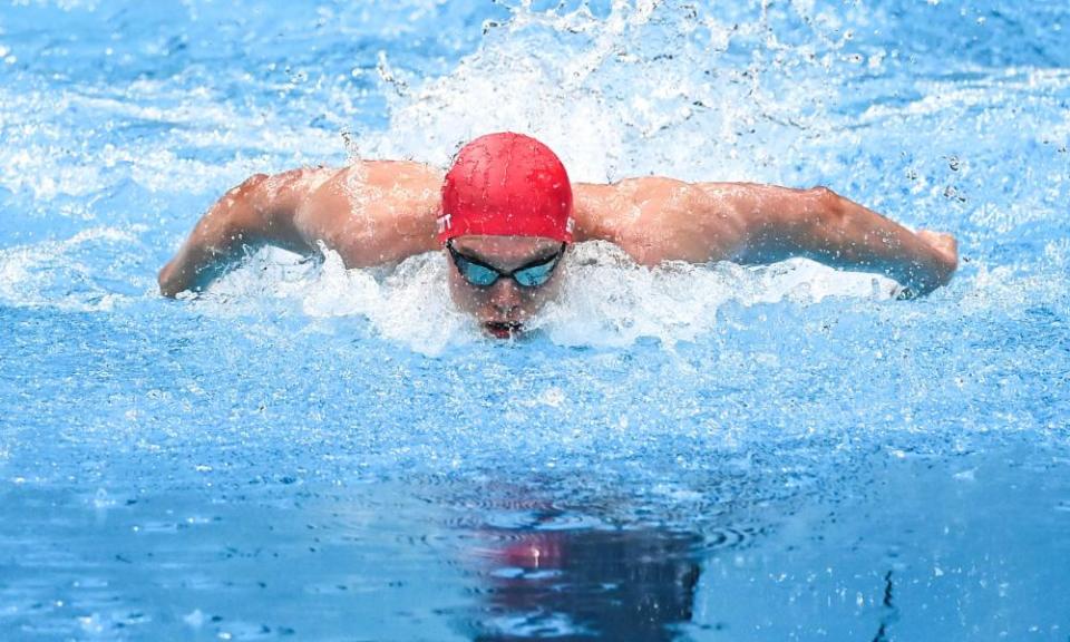 Duncan Scott of Great Britain competes during the men’s 200m individual medley final.