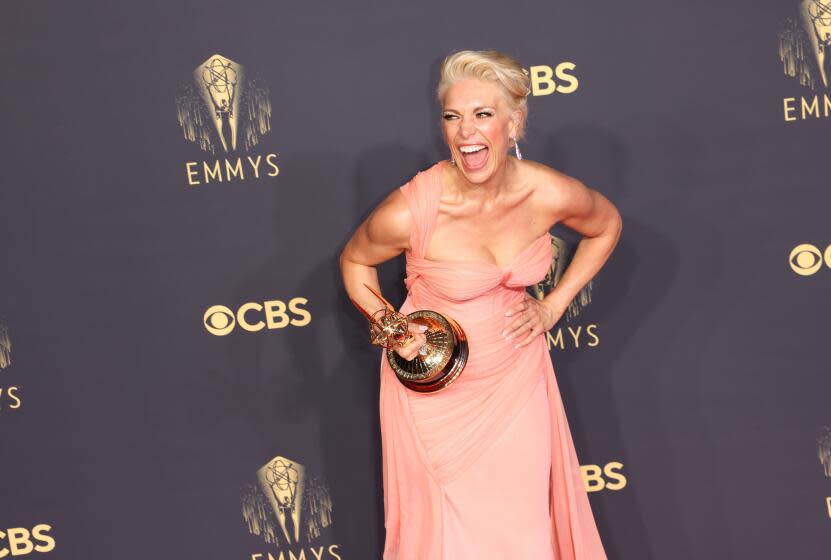 Hannah Waddingham of "Ted Lasso"with her Emmy during the 73rd Annual Emmy Award