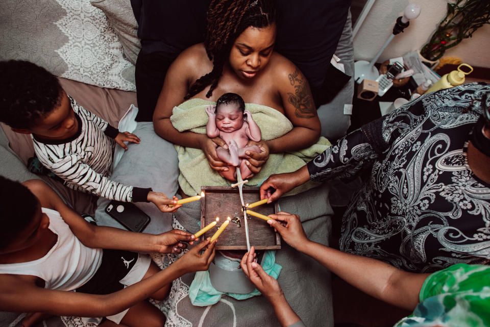 "A Traditional Cord Burning Ceremony: Honoring Her Ancestors"