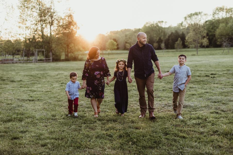 A 2019 picture of Jessica and Matthew Turner and their children about a year before the couple got divorced