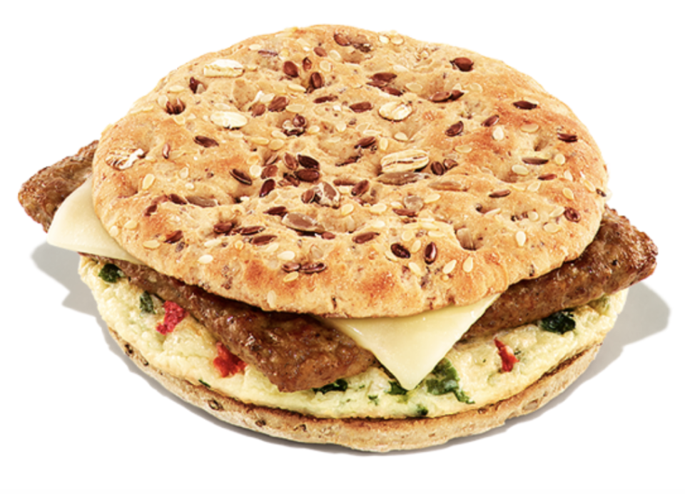 <p>This slender sandwich is more formidable than it looks in terms of protein and fiber. As long as you're not washing this down with one of Dunkin's sugar-heavy coffee drinks, you've laying a good foundation for the day.</p><p><em>Per sandwich: 420 calories, 25g protein, 28g carbs (5g fiber), 23g fat</em></p>