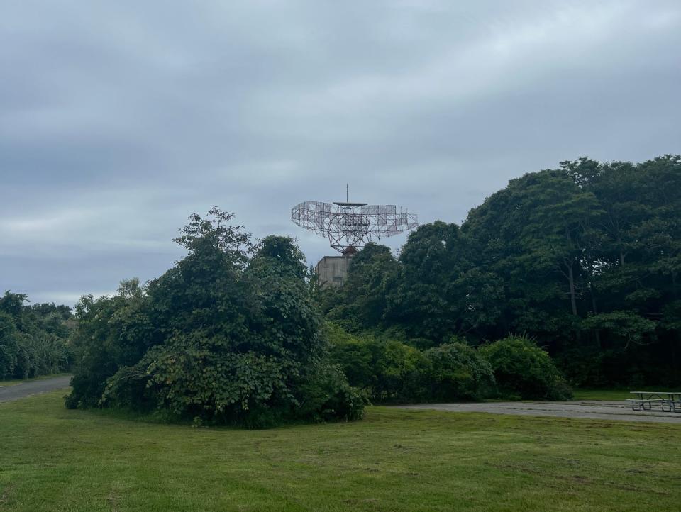 the radar tower in the distance