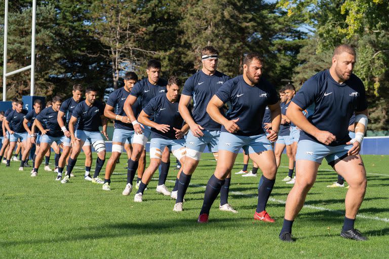 Una imagen de un entrenamiento de los Pumas, en La Baule-Escoublac en la previa del partido con Japón