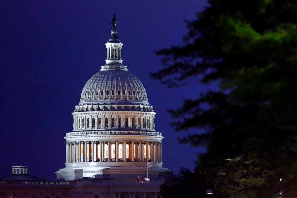 FILE - This April 18, 2019, file photo shows the dome of the U.S. Capitol in Washington. The Democratic-controlled House voted Tuesday, June 18, 2019, to block President Donald Trump’s move to restrict transgender men and women from military service. (AP Photo/Patrick Semansky, File) ORG XMIT: NYSB222