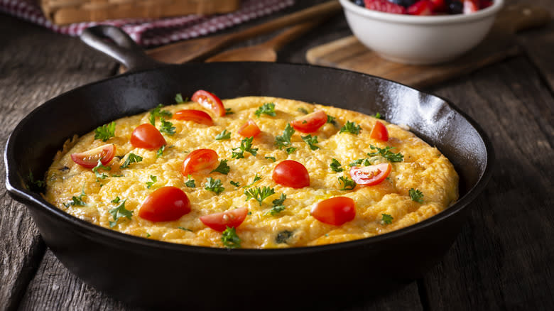 Cast iron pan with frittata