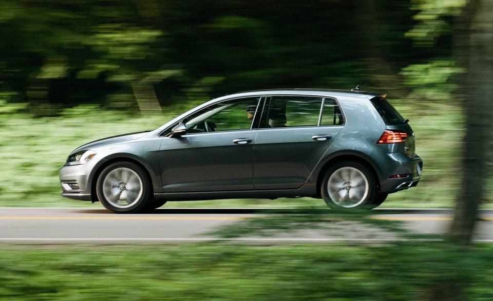 <p>VW's Golf offers two models for less than $30,000, and they're both gold. Last year, all Golf models made our 10Best list because they drive like larger, more expensive cars, and their interiors have top-quality materials. The base Golf is powered by a smooth and spunky turbocharged 1.4-liter that makes 147 horsepower and 184 pound-feet of torque, and it's still possible to get a six-speed manual gearbox. An eight-speed automatic is also available. Standard equipment includes 16-inch alloy wheels, keyless entry, push-button start, heated front seats, a panoramic sunroof, and onboard Wi-Fi. Then there's the hot hatch that started it all, the spicy Golf GTI, which is packing 228 horsepower. With the standard six-speed manual transmission, it squeaks under our $30,000 cap, but noses over that line with the optional seven-speed DSG automatic.</p>