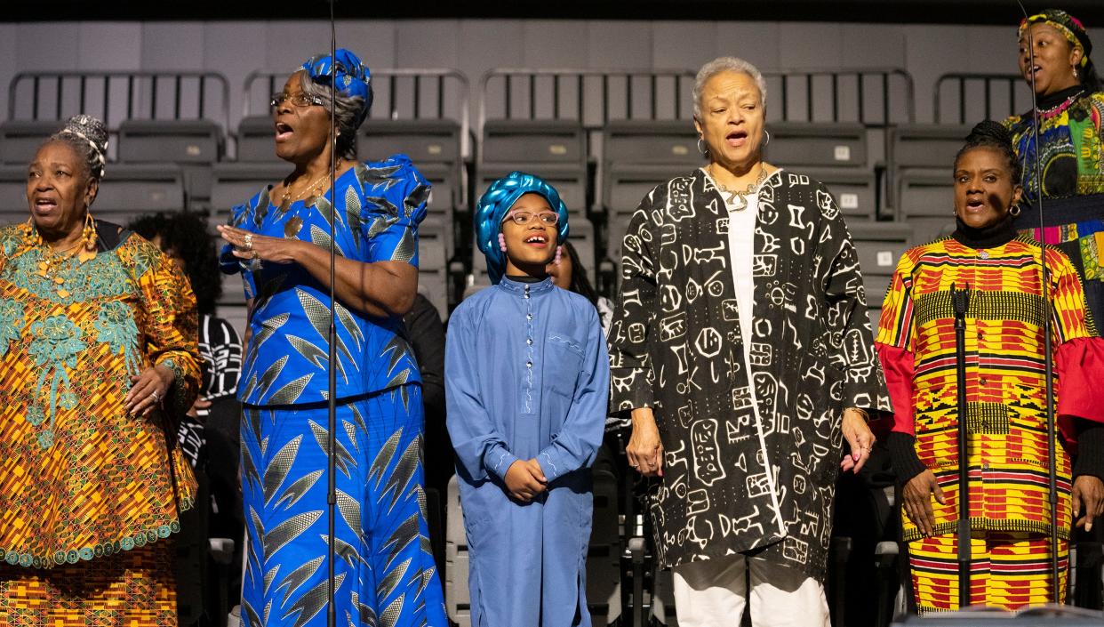 Esther Owens and other members of NIA Performing Arts sing during the Martin Luther King Jr. Birthday Breakfast on Monday at the Greater Columbus Convention Center. The Breakfast has been held in Columbus starting in 1986.