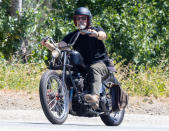 <p>Josh Brolin takes a ride around Malibu on his motorcycle on Aug. 3.</p>