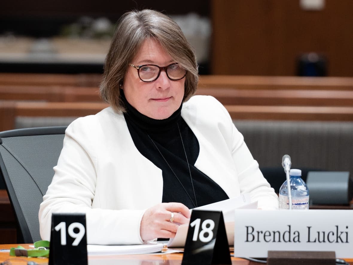 Commissioner of the Royal Canadian Mounted Police (RCMP), Brenda Lucki, waits to appear before the Special Committee on Canada-People's Republic of China Relationship (CACN) on Parliament Hill in Ottawa on Monday, Feb. 6, 2023. (Spencer Colby/The Canadian Press - image credit)