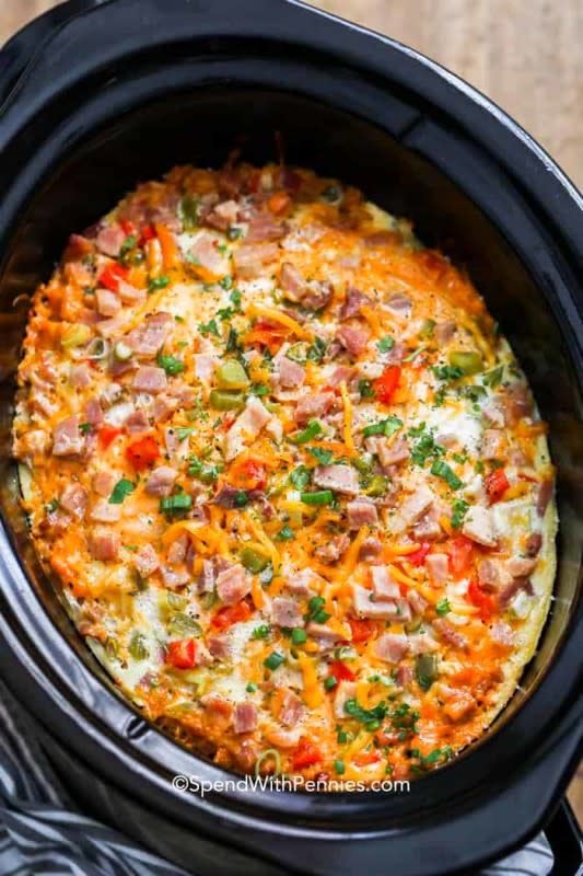 <p>Spend with Pennies</p><p><strong>Get the recipe: <a href="https://www.spendwithpennies.com/slow-cooker-breakfast-casserole/" rel="nofollow noopener" target="_blank" data-ylk="slk:Crock Pot Breakfast Casserole;elm:context_link;itc:0;sec:content-canvas" class="link rapid-noclick-resp">Crock Pot Breakfast Casserole</a></strong></p>