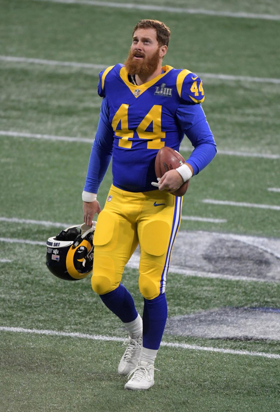 Los Angeles Rams long snapper Jake McQuaide (44) participated in Super Bowl 53 against the New England Patriots at Mercedes-Benz Stadium.