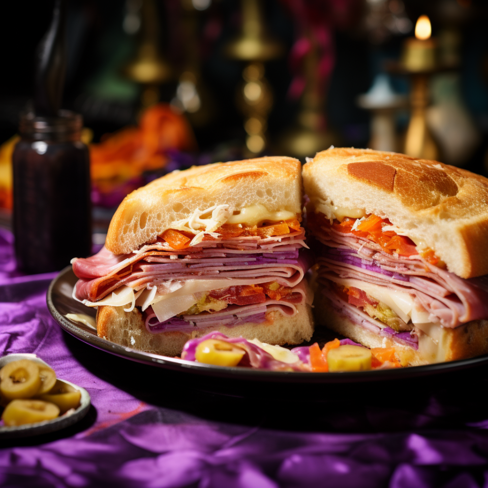 ham and cheese piled high on toasted ciabatta