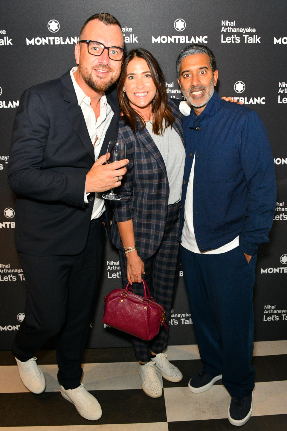 George Smart, fiancé and current partner of Lisa Snowdon, pictured with Nihal Arthanayake (R) at the launch of 'Let's Talk: How To Have Better Conversations' hosted by Montblanc and Nihal Arthanayake in London, August, 2022. (Getty Images)