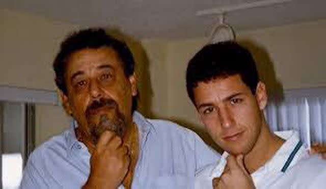 <p>Adam Sandler Twitter</p> Adam Sandler with his father, Stanley Sandler