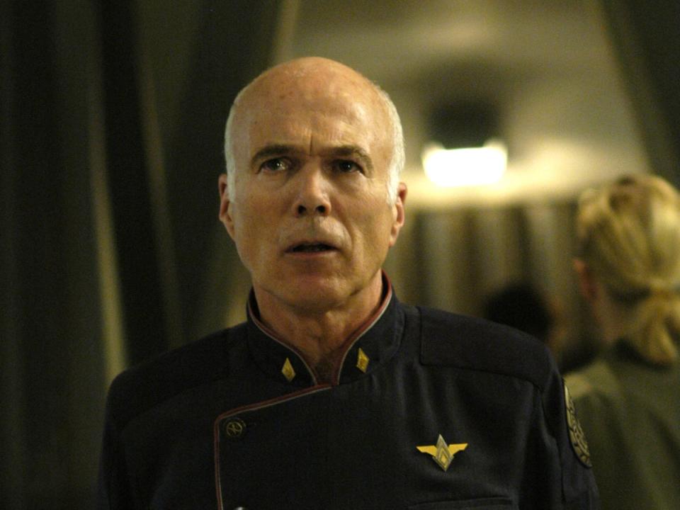 Michael Hogan as Colonel Saul Tigh in the first season of 'Battlestar Galactica' on NBC (Michael Hogan as Colonel Saul Tigh in the first season of 'Battlestar Galactica' on NBC)