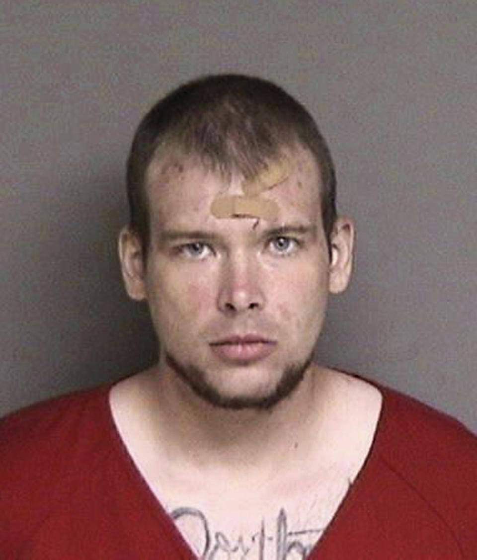 FILE - This July 24, 2018 file photo provided by the Alameda County Sheriff's Office shows John Lee Cowell. A San Francisco Bay area judge has decided that Cowell, a transient guilty of fatally stabbing 19-year-old Nia Wilson at a commuter train platform, was sane at the time and faces life in prison. (Alameda County Sheriff's Office via AP, File)