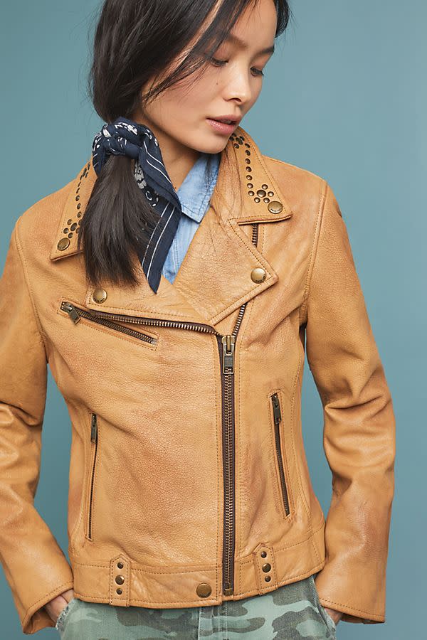 Frye The Biker Studs Leather Moto Jacket