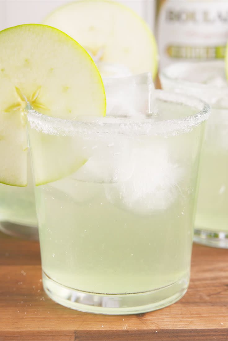 <p>Your new go to party drink.</p><p>Get the recipe from <a href="https://www.delish.com/cooking/recipe-ideas/recipes/a58512/sour-apple-margaritas-recipe/" rel="nofollow noopener" target="_blank" data-ylk="slk:Delish;elm:context_link;itc:0;sec:content-canvas" class="link ">Delish</a>. </p>