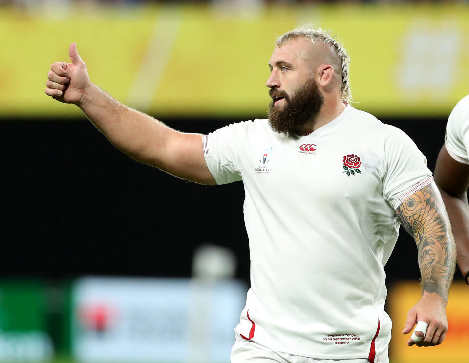 SAPPORO, JAPAN - SEPTEMBER 22:   Joe Marler of England looks on  during the Rugby World Cup 2019 Group C game between England and Tonga at Sapporo Dome on September 22, 2019 in Sapporo, Hokkaido, Japan. (Photo by David Rogers/Getty Images)