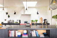 <p> Anna and Rob were able to incorporate shelves into their kitchen island to make for both a unique display and more storage &#x2013; think cookbooks, candles and other trinkets that add character. Anna is an interior designer and was wise enough to choose an island that had a slight overhang also, letting it double up as a breakfast bar where they keep just a couple of stools &#x2013; enough to complement the nearby dinner table. </p> <p> Gunawan recommends introducing an island in the early stages of your kitchen remodel to help define next steps. &apos;An island makes a huge aesthetic difference, so in that way you can still use the stove, sink, appliances etc. It&apos;s also much easier to undo/ hide if you decide on the wrong wood color or decide you would rather go in a different direction or colorway,&apos; she continues. </p>