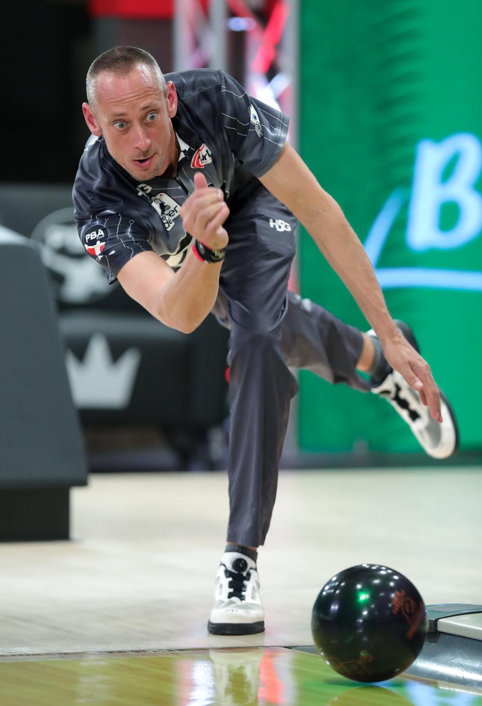 Matt Ogle competes against Marshall Kent during the PBA Tournament of Champions on Sunday.
