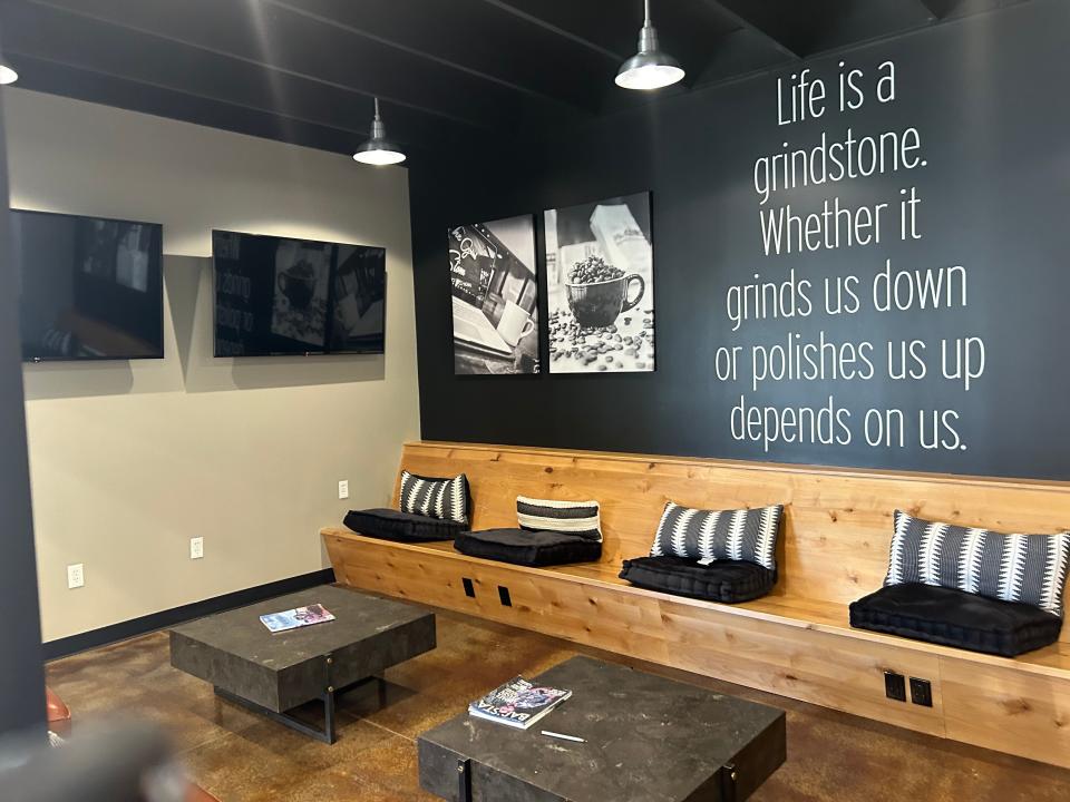 The niche of The Grind Stone is the working space available. Areas can be rented or used businesses or non profit groups with computer equipment available including a printer and large screen making it a handy second office or War Room.