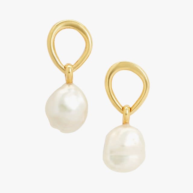 Monica Vinader Nura freshwater pearl drop frontal hoop earrings