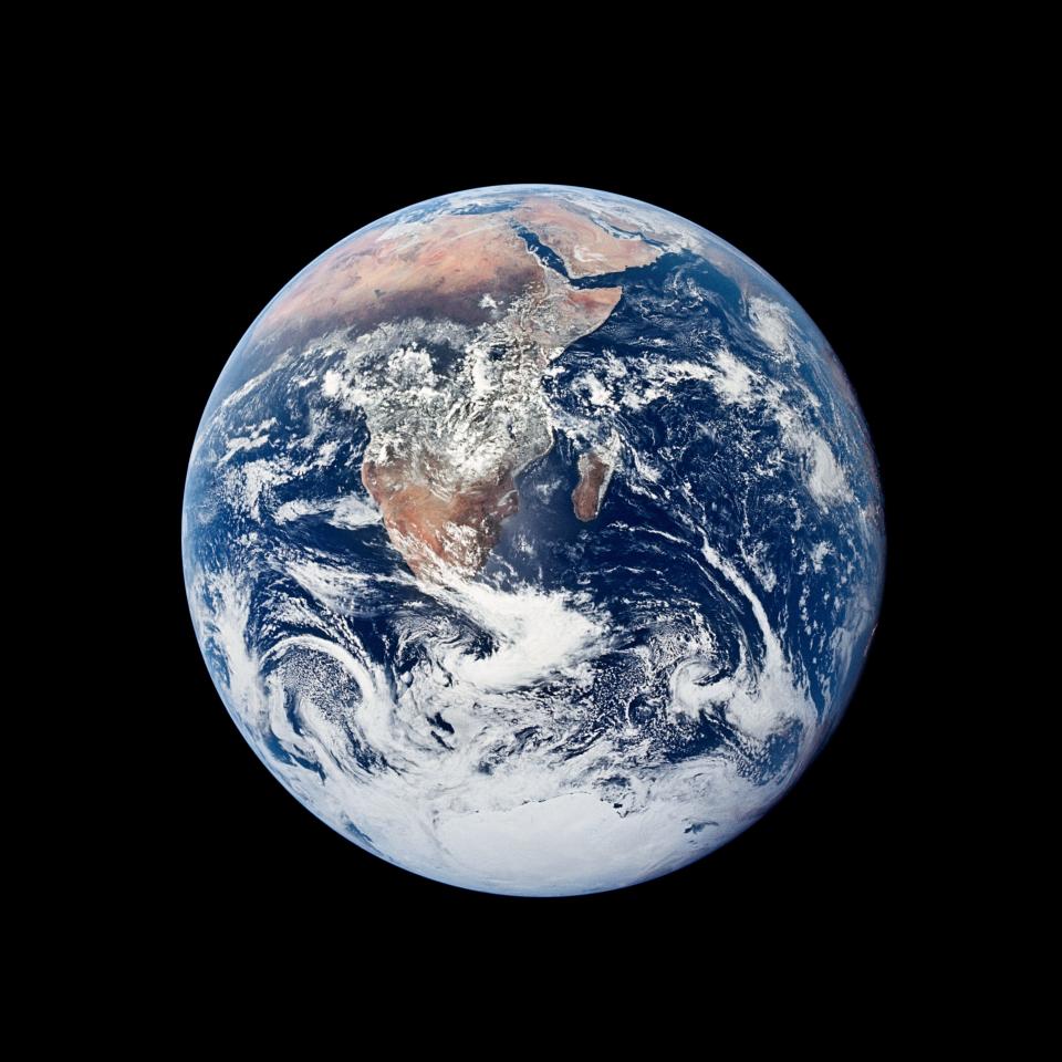This classic photo of the Earth was taken on Dec. 7, 1972, by the crew of Apollo 17, as they traveled toward the moon on their lunar landing mission. A new study released Wednesday, Sept. 13, 2023, says that Earth may be outside the "safe operating space" for humanity.