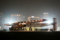 Solar Impulse 2, a solar powered plane, arrives at an airport in Abu Dhabi, United Arab Emirates July 26, 2016. REUTERS/Stringer