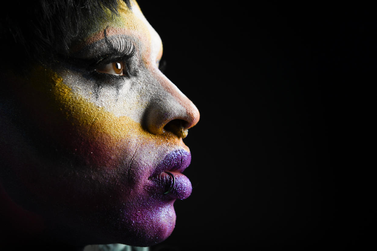 DENVER, CO - JUNE 06: Yvie Oddly (Joven Bridges) poses for a portrait ahead of Denver PrideFest 2017. Drag queen who is really innovating the local scene. She hosts her own show at Tracks called The Odd Hour. (Photo by AAron Ontiveroz/The Denver Post via Getty Images)