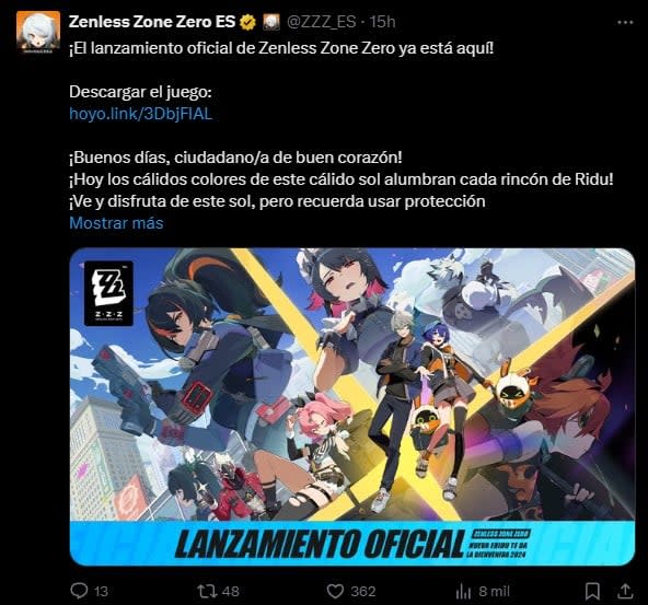 Zenless Zone Zero ya está disponible
