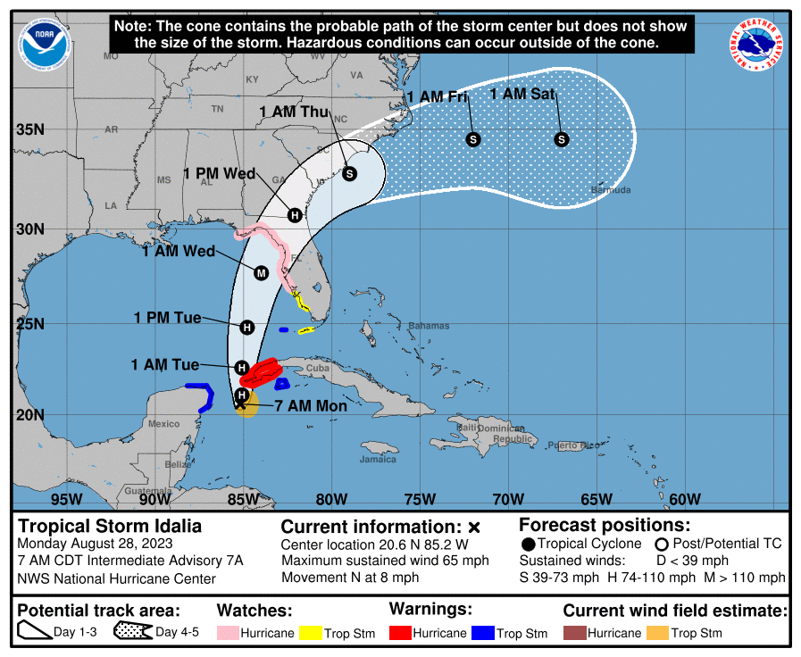 Idalia's path should slip south and east of the Cape Fear region.