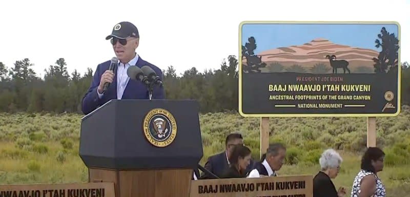 President Joe Biden signed a proclamation Tuesday establishing a new monument near Arizona's Grand Canyon, protecting nearly 1 million acres of public land which some Native American tribes consider sacred grounds. Photo courtesy of The White House