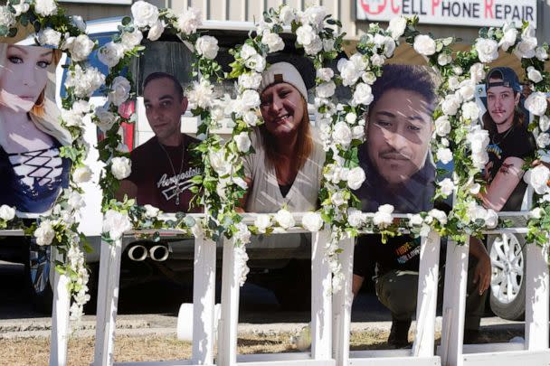 PHOTO: FILE- Photographs of victims of a mass shooting at a nearby gay nightclub are on display at a memorial, Nov. 22, 2022, in Colorado Springs, Colo.  (David Zalubowski/AP, FILE)