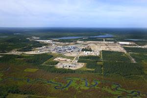 View of a Cenovus steam-assisted gravity drainage oil sands project in northern Alberta.