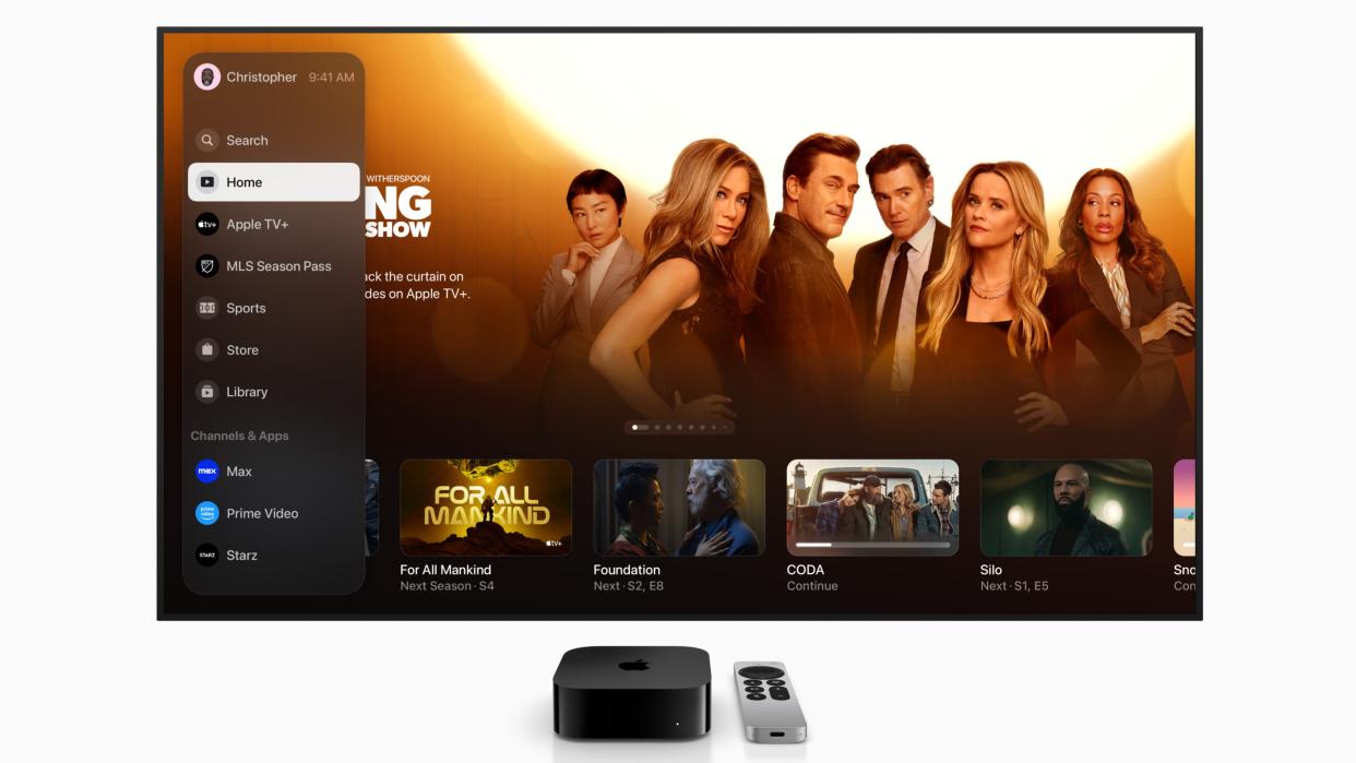  Apple TV  app home screen on TV. 