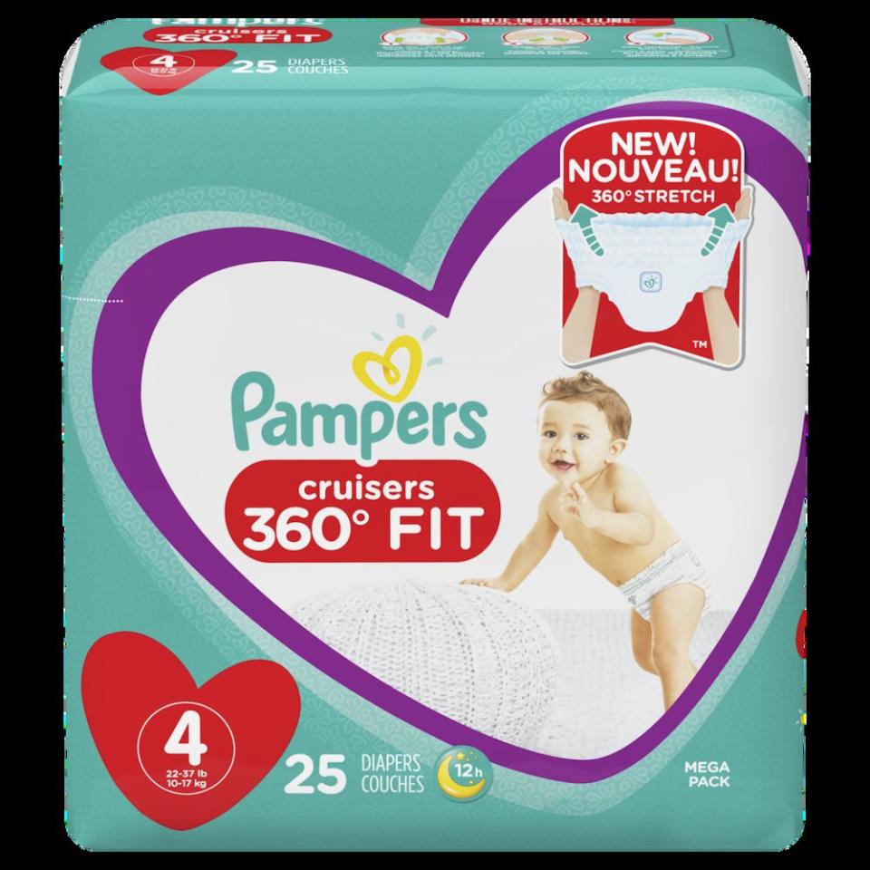 The new Pampers Cruisers 360 FIT features no tapes and an all-around stretchy waistband designed to adapt to all your L.O.'s movin' and shaking. 